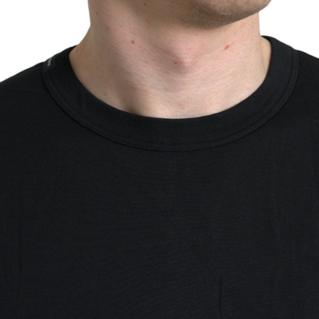 Dolce & Gabbana Black Logo Embossed Crew Neck Short Sleeves T-shirt