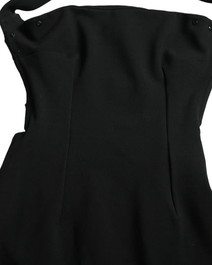 Dolce & Gabbana Black Sheath Halter Sleeveless Midi Dress