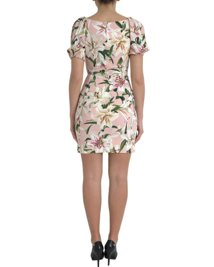 Dolce & Gabbana Pink Lily Viscose Sheath Stretch Mini Dress
