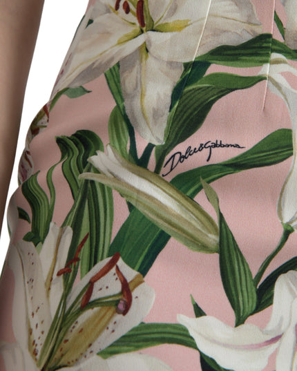 Dolce & Gabbana Pink Lily Viscose Sheath Stretch Mini Dress