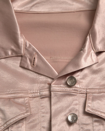 Dolce & Gabbana Pink Cotton Stretch Collared Cropped Jacket
