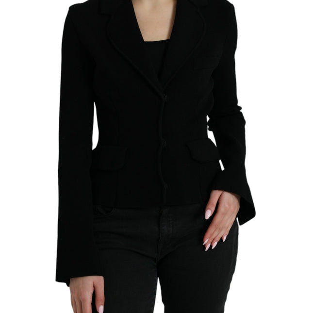 Dolce & Gabbana Black Viscose Single Breasted Blazer Jacket
