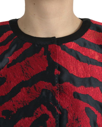 Dolce & Gabbana Black Red Patterned Cropped Coat Jacket