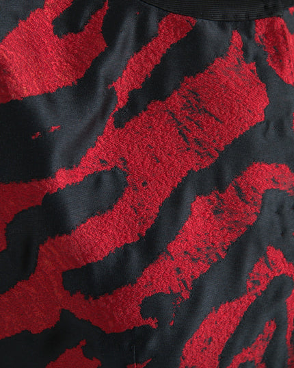 Dolce & Gabbana Black Red Patterned Cropped Coat Jacket