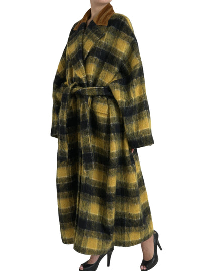 Dolce & Gabbana Yellow Checkered Long Sleeve Coat Jacket