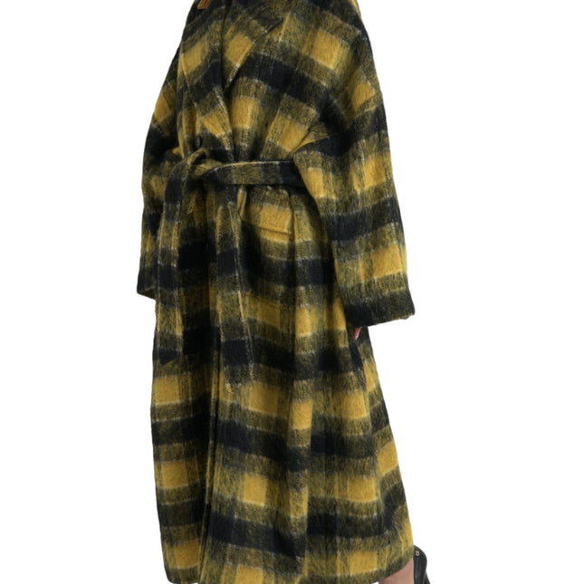 Dolce & Gabbana Yellow Checkered Long Sleeve Coat Jacket