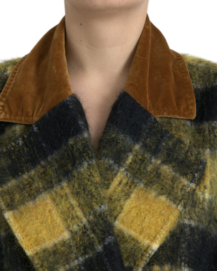 Dolce & Gabbana Yellow Checkered Long Sleeve Coat Jacket