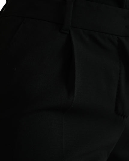 Dolce & Gabbana Black Wool Mid Waist Tapered Pants