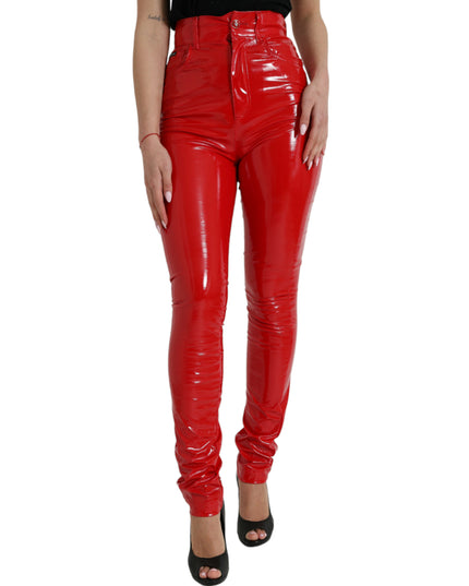Dolce & Gabbana Shiny Red High Waist Skinny Pants