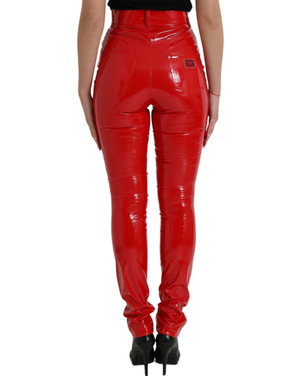 Dolce & Gabbana Shiny Red High Waist Skinny Pants