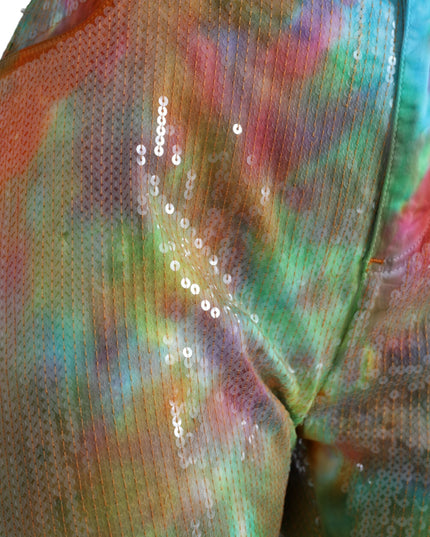 Dolce & Gabbana Multicolor Tie Dye Sequined High Waist Cropped Pants