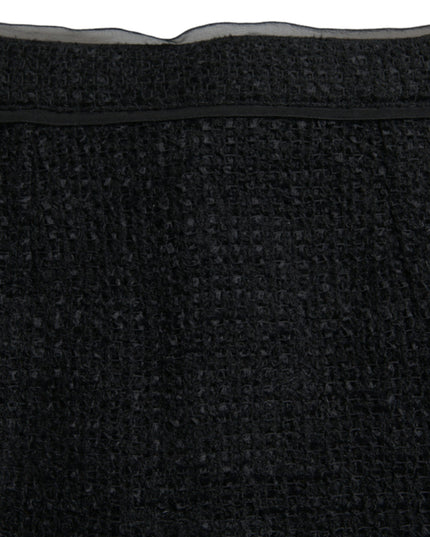 Dolce & Gabbana Black Wool High Waist Pencil Cut Midi Skirt