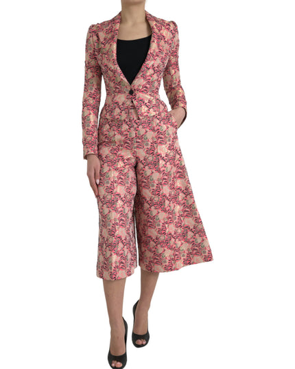 Dolce & Gabbana Pink Floral Jacquard Slim Fit 2 Piece Suit