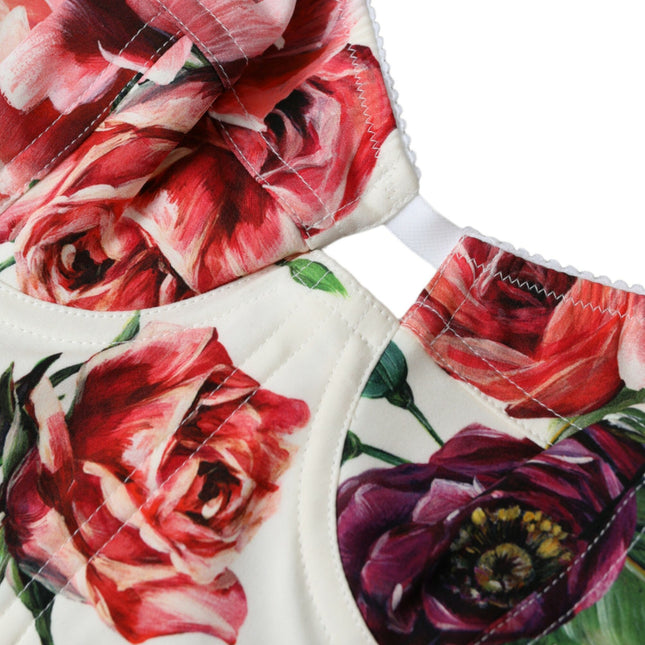 Dolce & Gabbana Multicolor Floral Sleeveless Bustier Crop Top