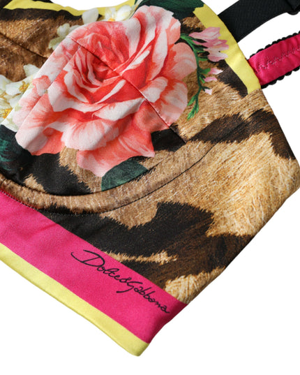 Dolce & Gabbana Multicolor Floral Sleeveless Bustier Crop Top