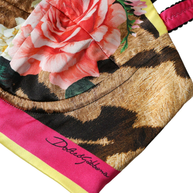 Dolce & Gabbana Multicolor Floral Sleeveless Bustier Crop Top