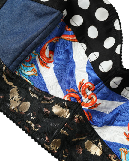 Dolce & Gabbana Multicolor Floral Patchwork Bustier Crop Top
