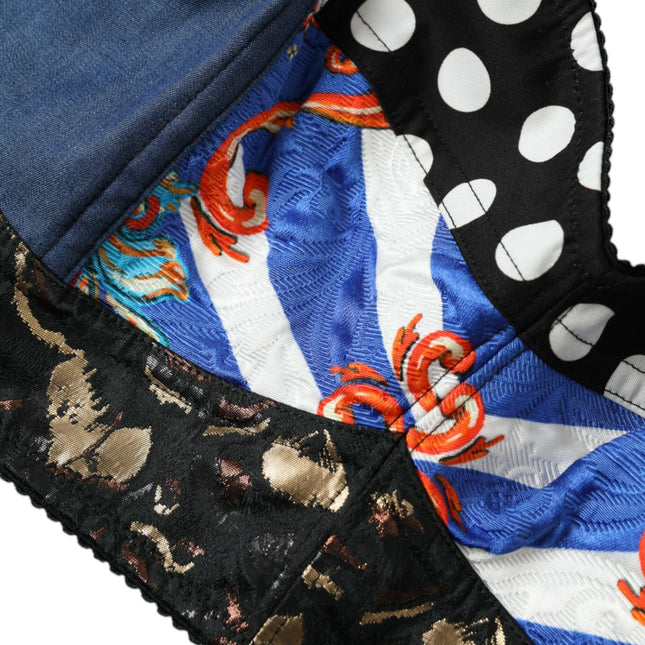 Dolce & Gabbana Multicolor Floral Patchwork Bustier Crop Top