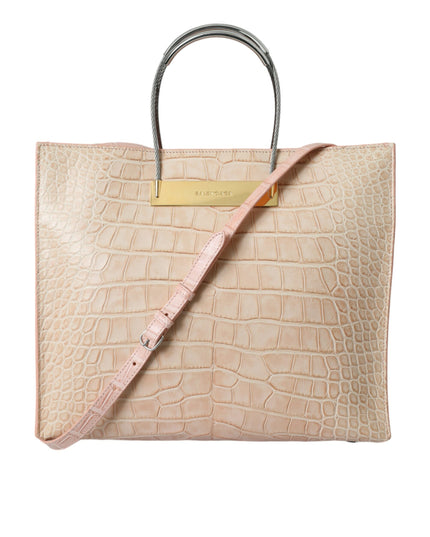 Balenciaga Pink Exotic Leather Embossed Cable Handle Shopper Tote Bag