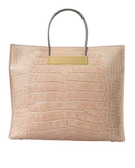 Balenciaga Pink Exotic Leather Embossed Cable Handle Shopper Tote Bag