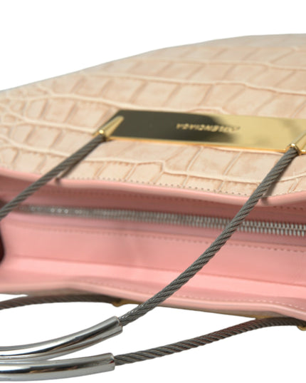 Balenciaga Pink Exotic Leather Embossed Cable Handle Shopper Tote Bag
