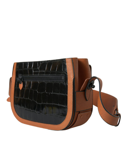 Balenciaga Black Brown Exotic Skin Leather Shoulder Camera Purse Bag