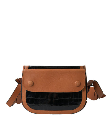 Balenciaga Black Brown Exotic Skin Leather Shoulder Camera Purse Bag