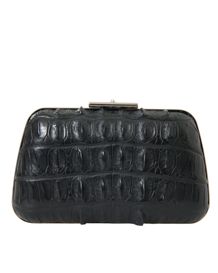 Balenciaga Black Exotic Skin Leather Shoulder Crossbody Box Clutch Bag