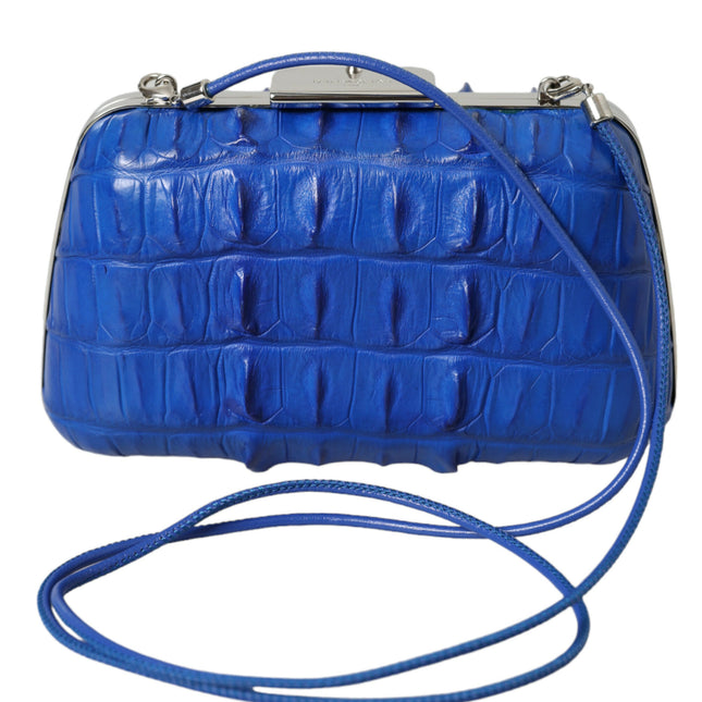 Balenciaga Blue Exotic Skin Leather Shoulder Crossbody Box Clutch Bag