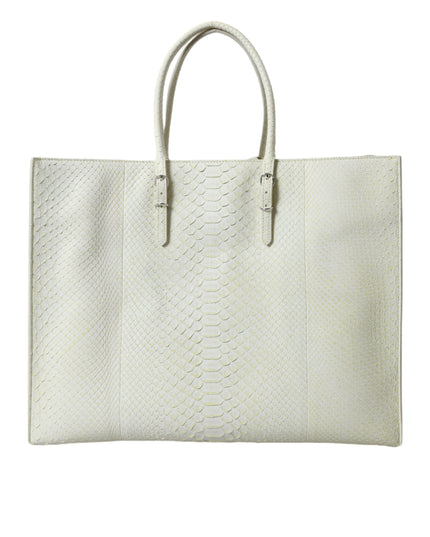 Balenciaga White Yellow Exotic Skin Leather Shopping Tote PAPIER Bag