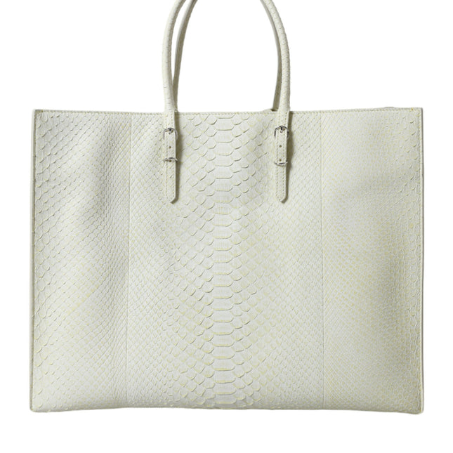 Balenciaga White Yellow Exotic Skin Leather Shopping Tote PAPIER Bag