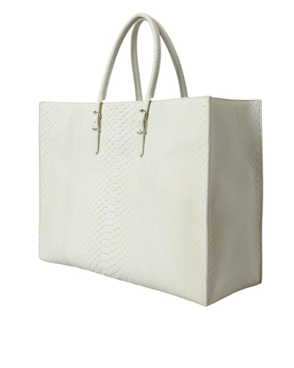 Balenciaga White Yellow Exotic Skin Leather Shopping Tote PAPIER Bag