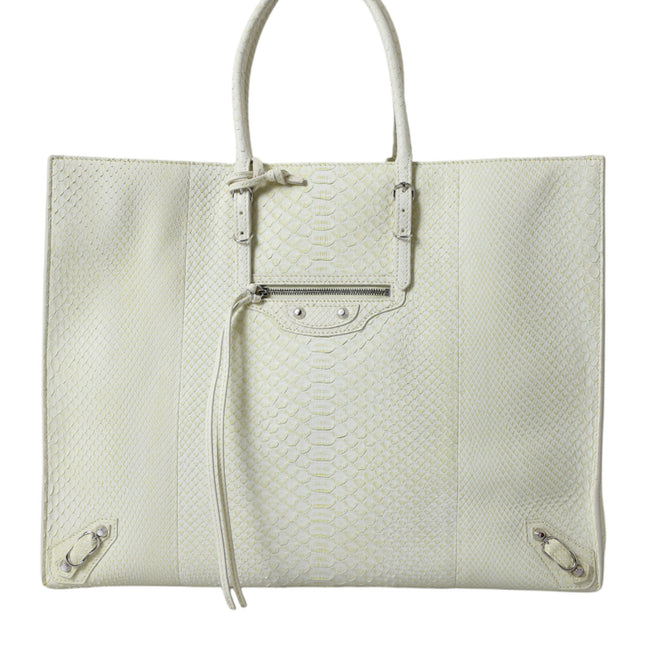 Balenciaga White Yellow Exotic Skin Leather Shopping Tote PAPIER Bag
