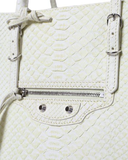 Balenciaga White Yellow Exotic Skin Leather Shopping Tote PAPIER Bag