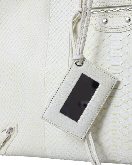 Balenciaga White Yellow Exotic Skin Leather Shopping Tote PAPIER Bag