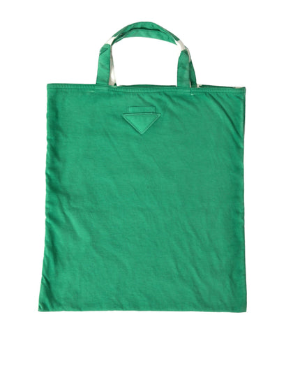 Prada Green Jersey Fabric Logo Shoulder Shopping Tote Shopping Bag