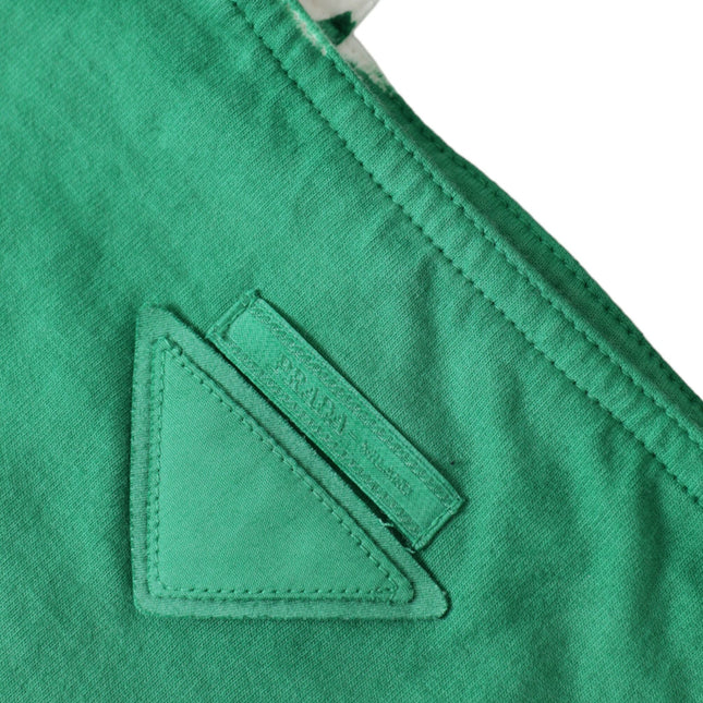 Prada Green Jersey Fabric Logo Shoulder Shopping Tote Shopping Bag