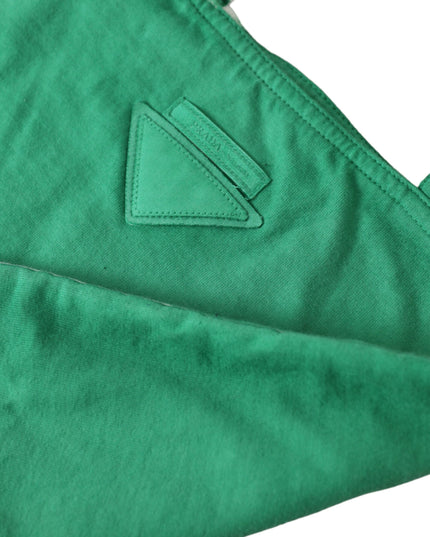 Prada Green Jersey Fabric Logo Shoulder Shopping Tote Shopping Bag