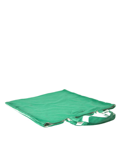 Prada Green Jersey Fabric Logo Shoulder Shopping Tote Shopping Bag