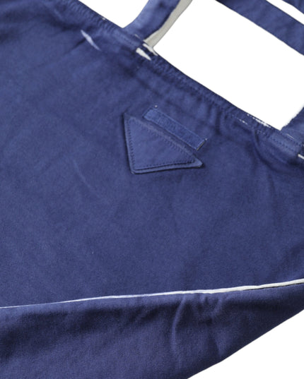 Prada Blue Jersey Fabric Logo Shoulder Shopping Tote Shopping Bag