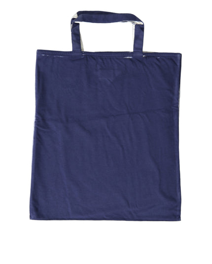 Prada Blue Jersey Fabric Logo Shoulder Shopping Tote Shopping Bag