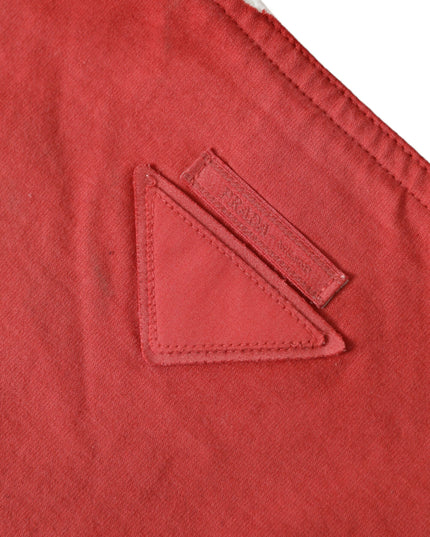 Prada Red Jersey Fabric Logo Shoulder Shopping Tote Bag
