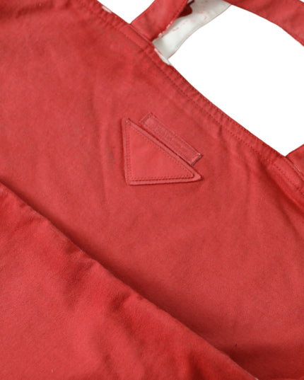 Prada Red Jersey Fabric Logo Shoulder Shopping Tote Bag