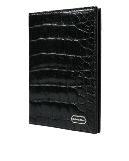 Dolce & Gabbana Black Exotic Skin Leather Long Bifold Passport Holder
