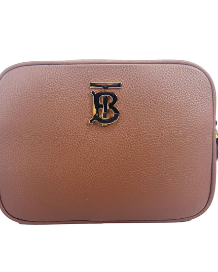 Burberry Small Leather Tan Camera Crossbody TB Logo Bag