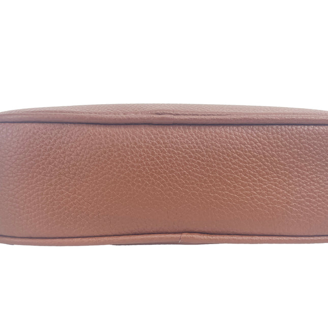 Burberry Small Leather Tan Camera Crossbody TB Logo Bag