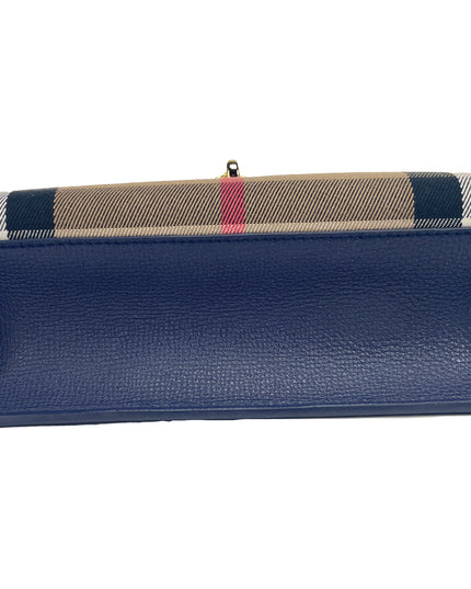 Burberry Macken Small Regency Blue House Check Leather Crossbody Bag