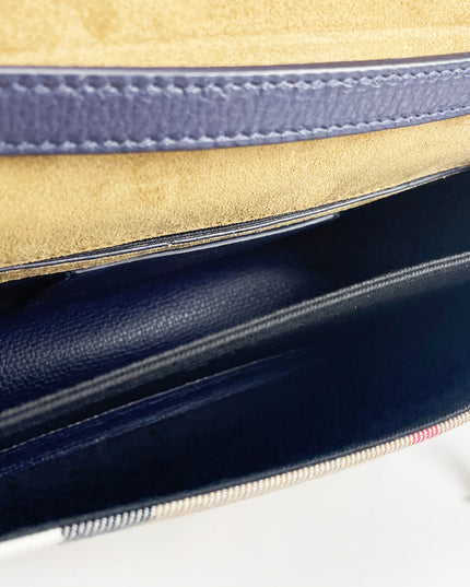 Burberry Macken Small Regency Blue House Check Leather Crossbody Bag