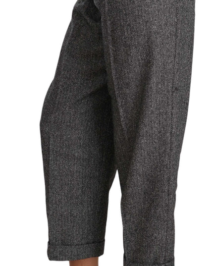 Dolce & Gabbana Gray Wool Pleated Cropped Trouser Pants