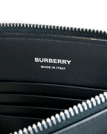 Burberry Peyton Monogram Black Leather Pouch Crossbody Bag Purse